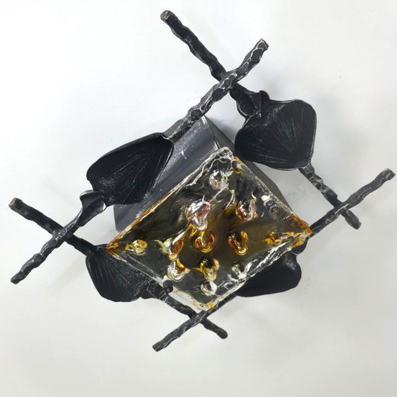 Image 1 of Wandlamp Brutalist jaren 60 Tom Ahlström & Ehrlich murano gietijzer mid century