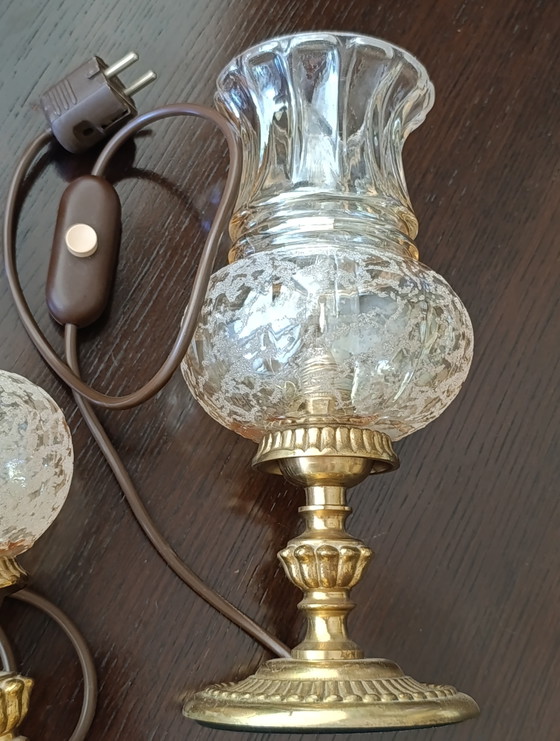 Vintage Pair Of Mercury Glass Table Lamps 29 Cm – Brass (photo 9 of 11)