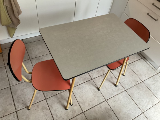 Image 1 of Retro formica tafel met twee stoelen 