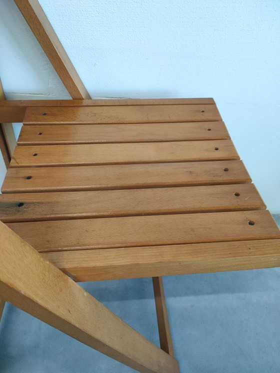 Image 1 of Set di 2 sedie pieghevoli in legno "intrecciato" vintage degli anni '60, in stile Trieste di Aldo Jacober.