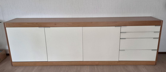 Credenza in legno con ante e cassetti color crema, Pastoe L160, Credenze, Metallo, Marrone, Modern (foto 5 di 5)