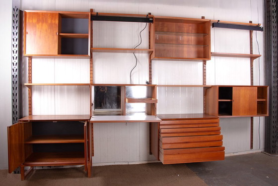 Image 1 of Zeer grote modulaire Deense teakhouten wandkast van Poul Cadovius voor Cado 1960.