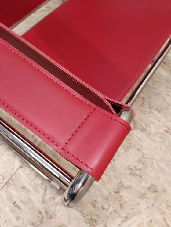 Image 1 of KNOLL Studio Set van 2 WASSILY B3 fauteuils (NIEUW) in rood leer