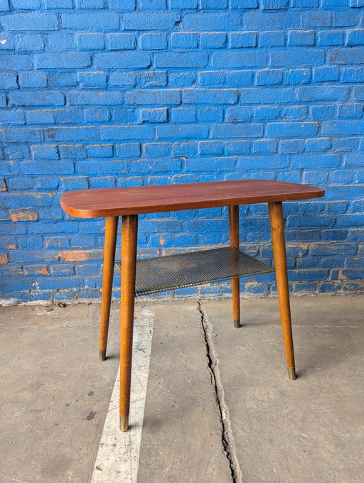 Vintage Beistelltisch aus Teakholz und Messing, 1960er Jahre