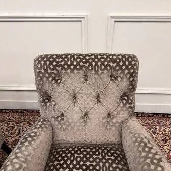Set Chesterfield Sessel Samt gemustert grau (Foto 10 von 20)