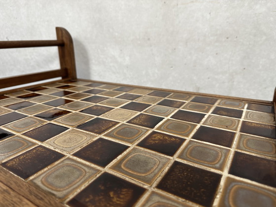 Image 1 of Carrello di servizio Art Déco in rovere e ceramica