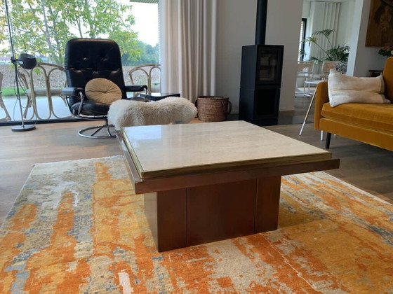 Tavolino rettangolare Belgo Chrom – Libri d'arte, Travertin, Ottone, Mid Century Modern (photo 7 of 9)