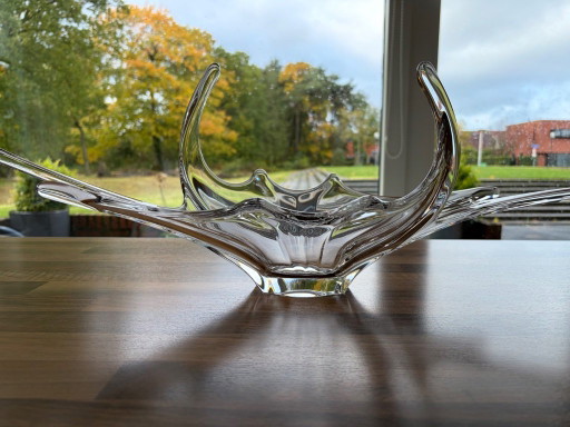 XL Centerpiece Vintage Mid-Century Kristall 'Splash' Schale - Frankreich - 65 cm!