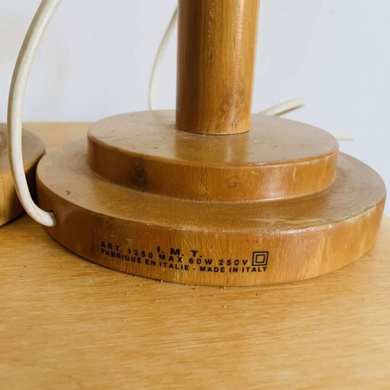 Image 1 of Paire de lampes vintage I.M.T. en bois années 70/80