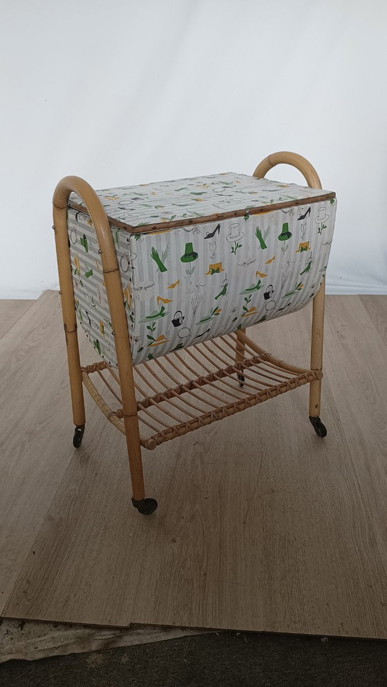 Image 1 of 1950s sewing box storage cabinet