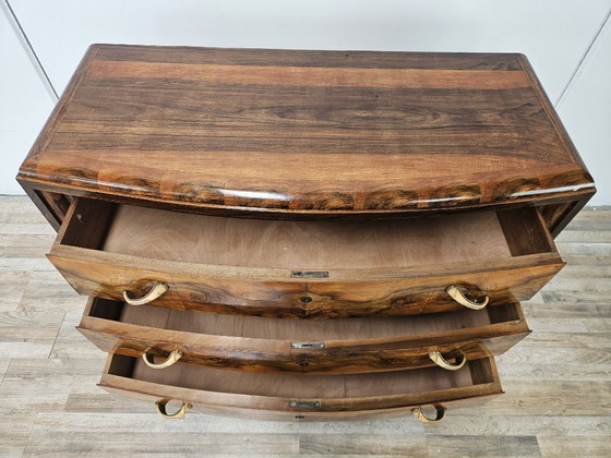 Image 1 of Toscaanse art deco commode uit de jaren 1940 van wortelnotenhout.