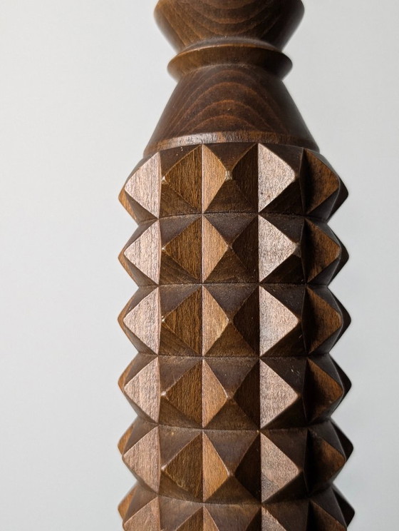 Französischer brutalistischer Kronleuchter aus geschnitztem Holz, Stil von Charles Dudouyt, 1940er Jahre (photo 4 of 14)