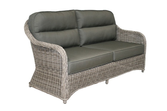 Image 1 of Divano 2,5 posti in sisal grigio con cuscino militare