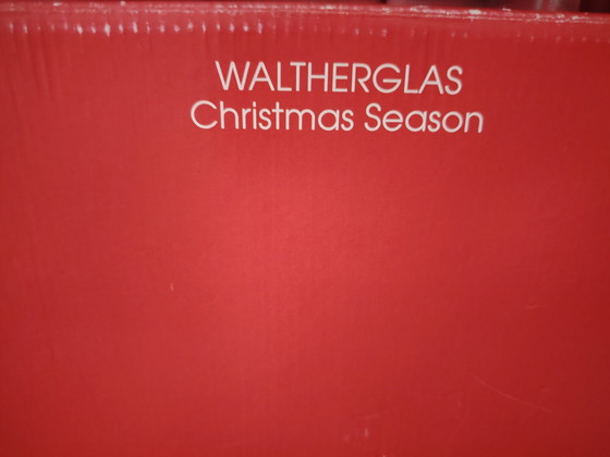 Image 1 of Walther vintage glazen Adventsbord, satijnen waxinelichthouder Kerstmis