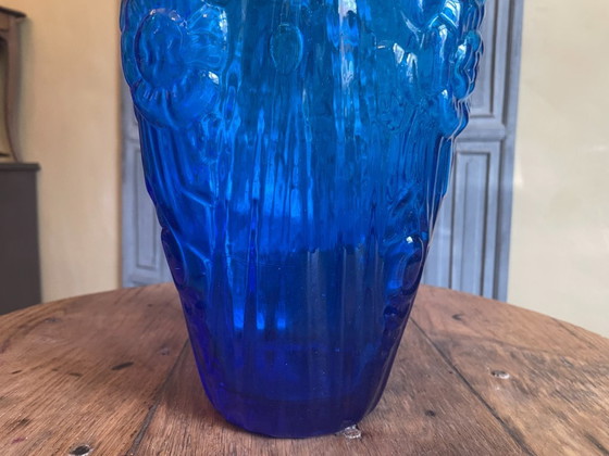 Image 1 of Art Deco Vase 1930 Cobalt Blue French