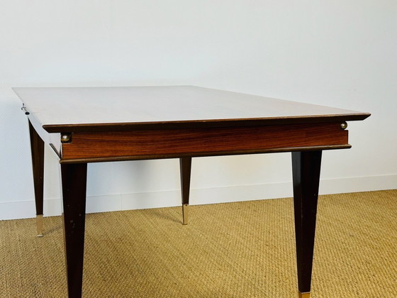 Image 1 of Modernist rosewood dining table with chevron marquetry, 1950