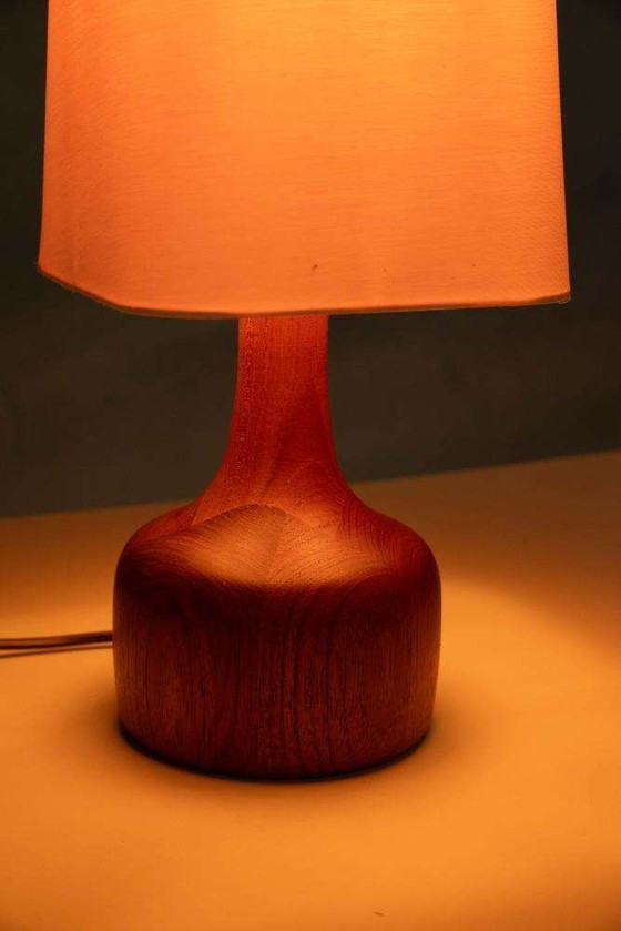 Image 1 of Japandi Deens design tafellamp teakhout, sixties table lamp