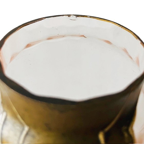 Image 1 of Antico vaso vittoriano in stile Art Nouveau in vetro dorato dipinto a mano, anni 1900