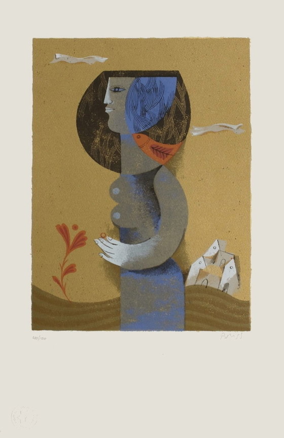 Image 1 of Samy BRISS Claire et l'oiseau Serigrafia firmata 1975
