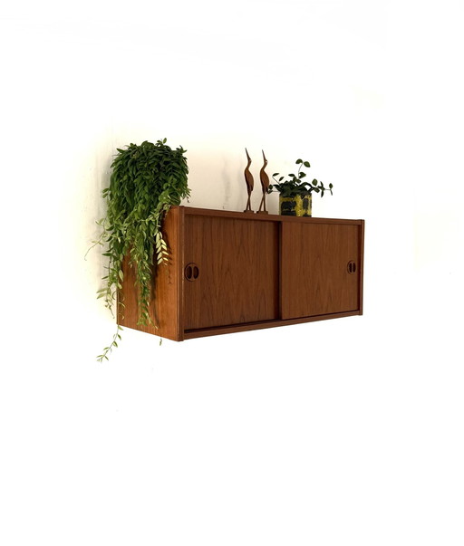 Vintage Danish floating teak wall cabinet '60