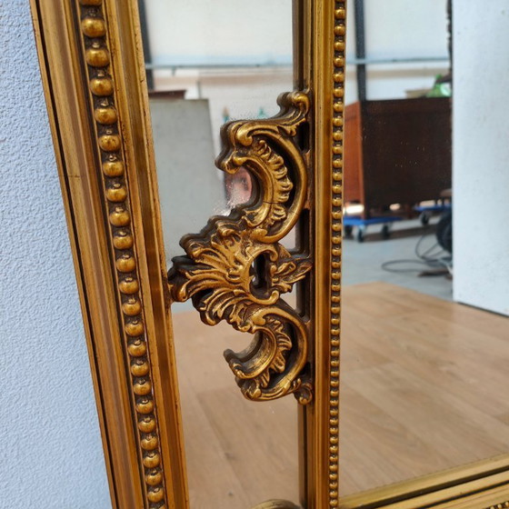 Image 1 of Antieke Vintage Goudkleurige Barok Rococo spiegel schouwspiegel