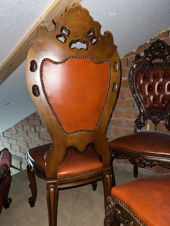 Image 1 of 4 barok eetkamer stoelen leder