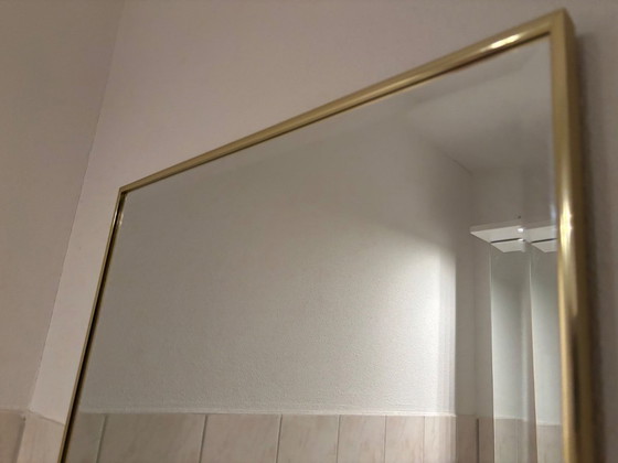 Image 1 of Rectangular Wall Mirror with Brass Frame 87 x 56 x 2 cm