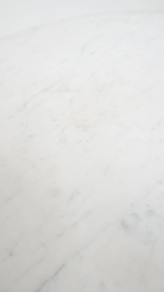 Image 1 of Antique French round gold side table with a marble top