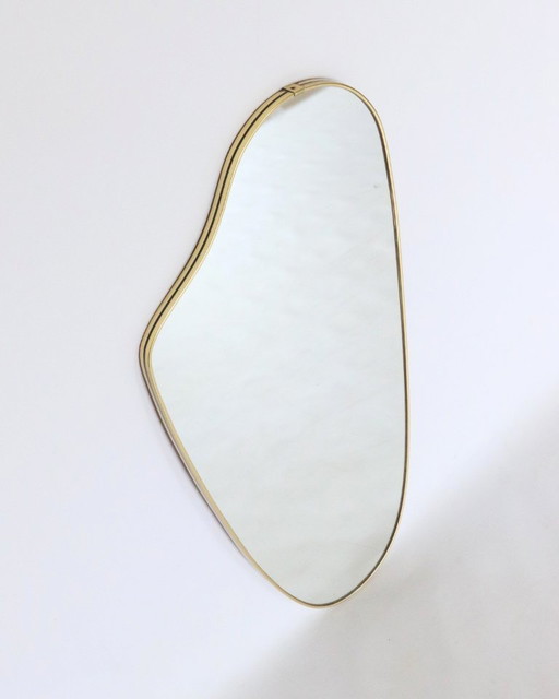 Vintage brass organic mirror asymmetrical