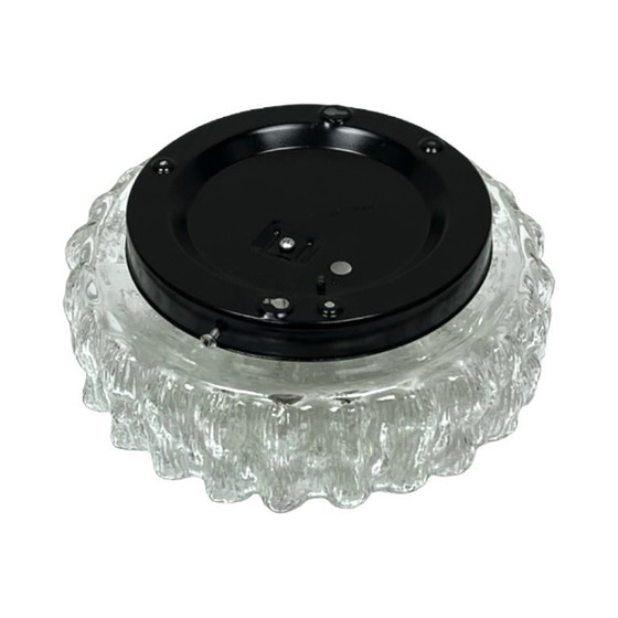 Image 1 of Lámpara de techo de cristal, aplique de pared RZB 32310 con motivo floral / Cristal de hielo, Alemania, década de 1970.
