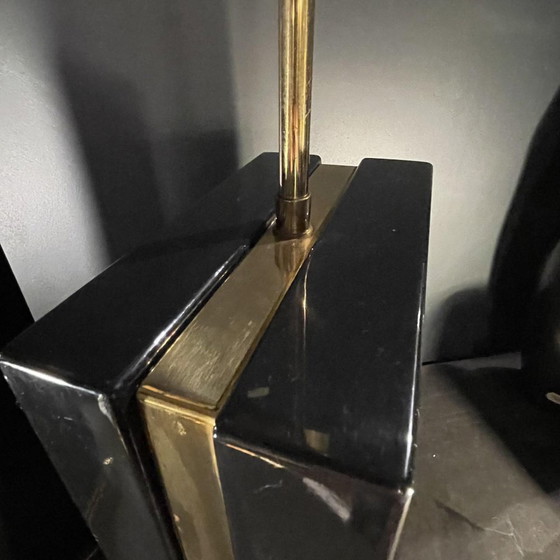Hollywood Regency Lampen aus schwarzem Lack und Messing, 1970er Jahre, 2er Set – Tischlampen, Metal, Brass (photo 6 of 13)