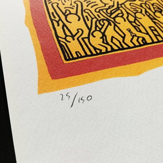 Image 1 of Lithografie van Keith Haring uit de jaren 1990, gelimiteerde oplage, genummerd met potlood.