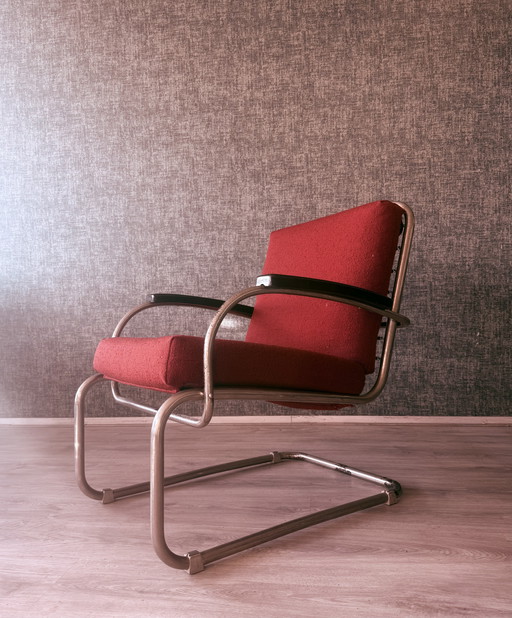 Zeldzame L. vd Vlught (Gispen) Fauteuil, Model VI-A-138, 1931-