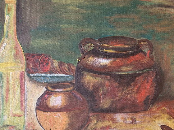 Dipinto a Olio Rame Pentola Cucina Rustica - 1962 – Dipinti e disegni, Tela (photo 9 of 13)