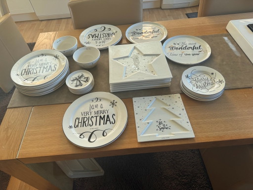 New, white with black text, Rivièra Maison Christmas Crockery