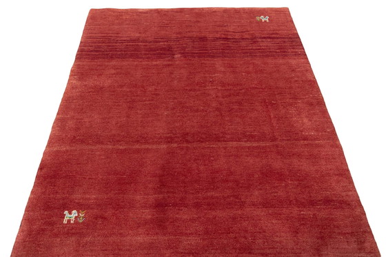 Image 1 of Hand-knotted Gabbeh Loribaft nomadic rug 190 x 150 cm red