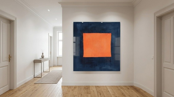 Wabi Sabi Abstract Neon Orange 95×95 cm | Fine Art on 5 mm Acrylic Glass | Exhibition Piece – Art Prints (photo 5 of 6)