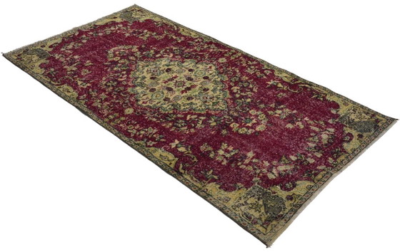Vintage Turkish Oushak Rug 254 × 130 cm – Burgundy Medallion Wool Rug – Rugs & carpets (photo 5 of 10)