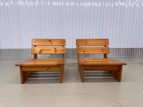 Image 1 of 6 brutalistische architectonische klooster lounge stoelen modulaire set van 6