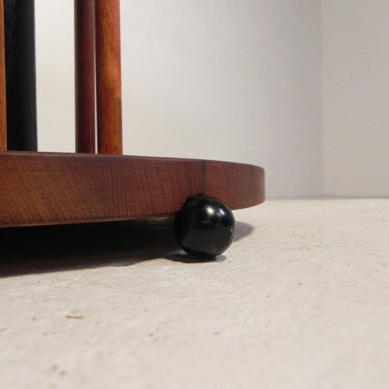 Image 1 of Vintage teak table with 6 narrow and 1 wide style, 1980s