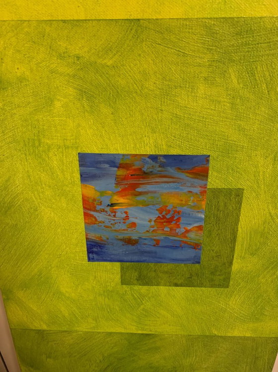 Set of 3 abstract paintings with color gradients, Paintings & Drawings, Canvas, Wood, Yellow, Modern (photo 3 of 6)