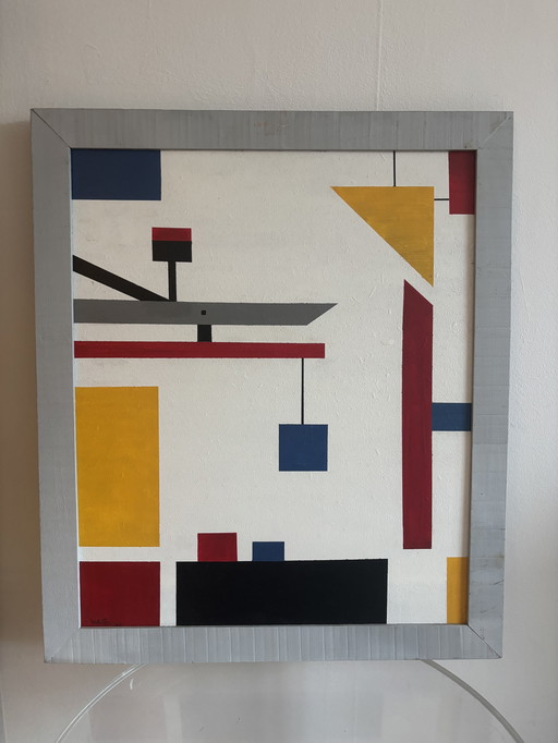 Wim Gerth painting Mondrian-city