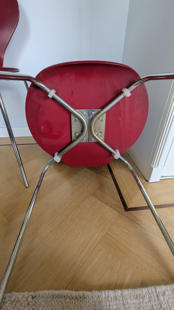 Image 1 of Danerka Vintage Eetkamerstoelen – Set van 2 – Rood – Gemaakt in Denemarken