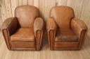 Ein Paar Art-Deco-Ledersessel, 1930er Jahre