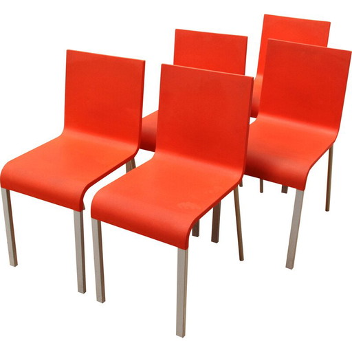 Vintage ".03" stoelen in rood plastic en metaal van Martin Van Severen voor Vitra
