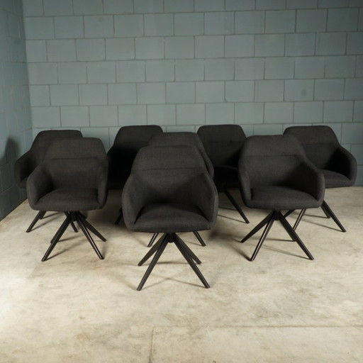 Set di 8 sedie girevoli / sedie da pranzo - Kick Ravi - Nero