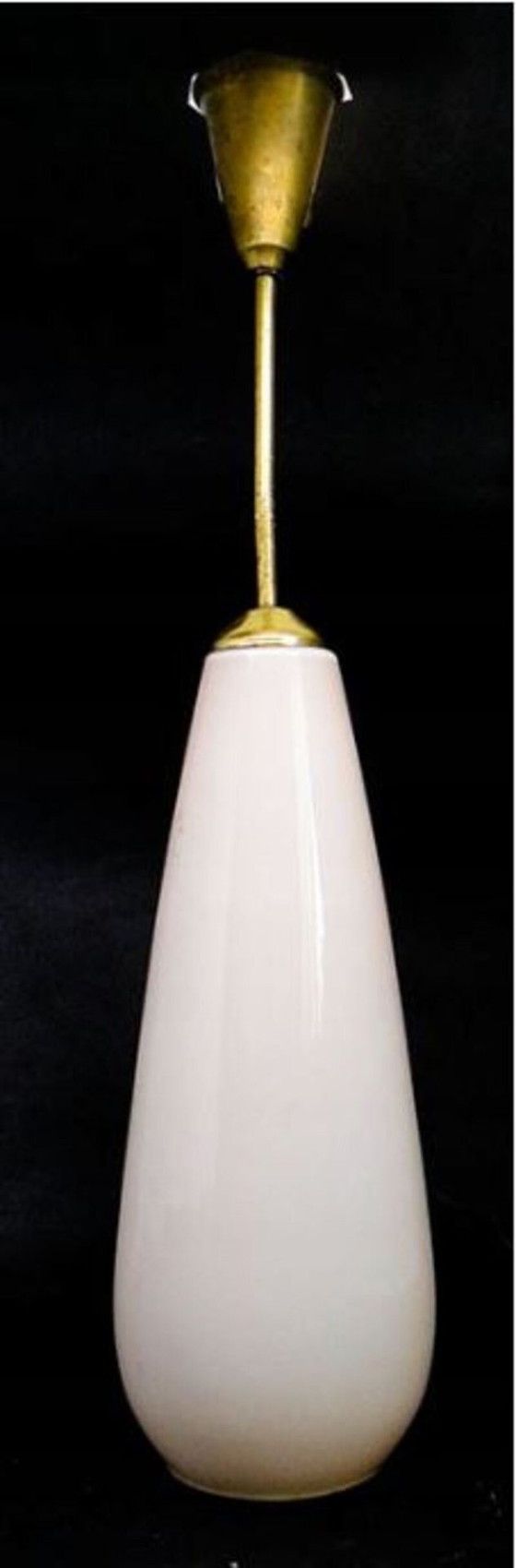 Lámpara colgante de cristal y latón, Polonia, década de 1960. – Lámparas colgantes, Glass, Brass (photo 7 of 8)