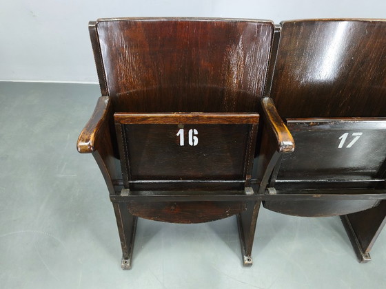 Image 1 of 1940s Thonet Cinema Double Seat, Beech Wood Theater Bench