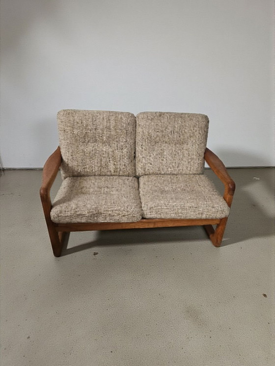Image 1 of Mid Century Teak 2 Seater Sofa + Armchair Holstebro Møbelfabrik Made in Denmark 1970s