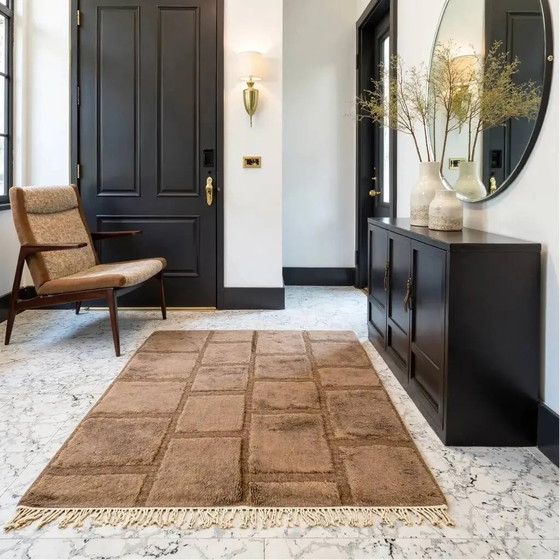 Tapis marocain shaggy moderne à motif quadrillé 250CMx150CM – Wool, Cotton, Scandinavian (photo 10 of 14)